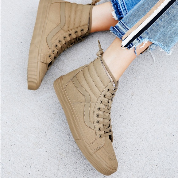 khaki hi top vans